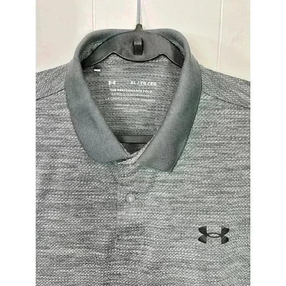 Under Armour Polo Shirt Mens XL Heather Gray The Performance Loose Fit Stretch - Picture 2 of 7